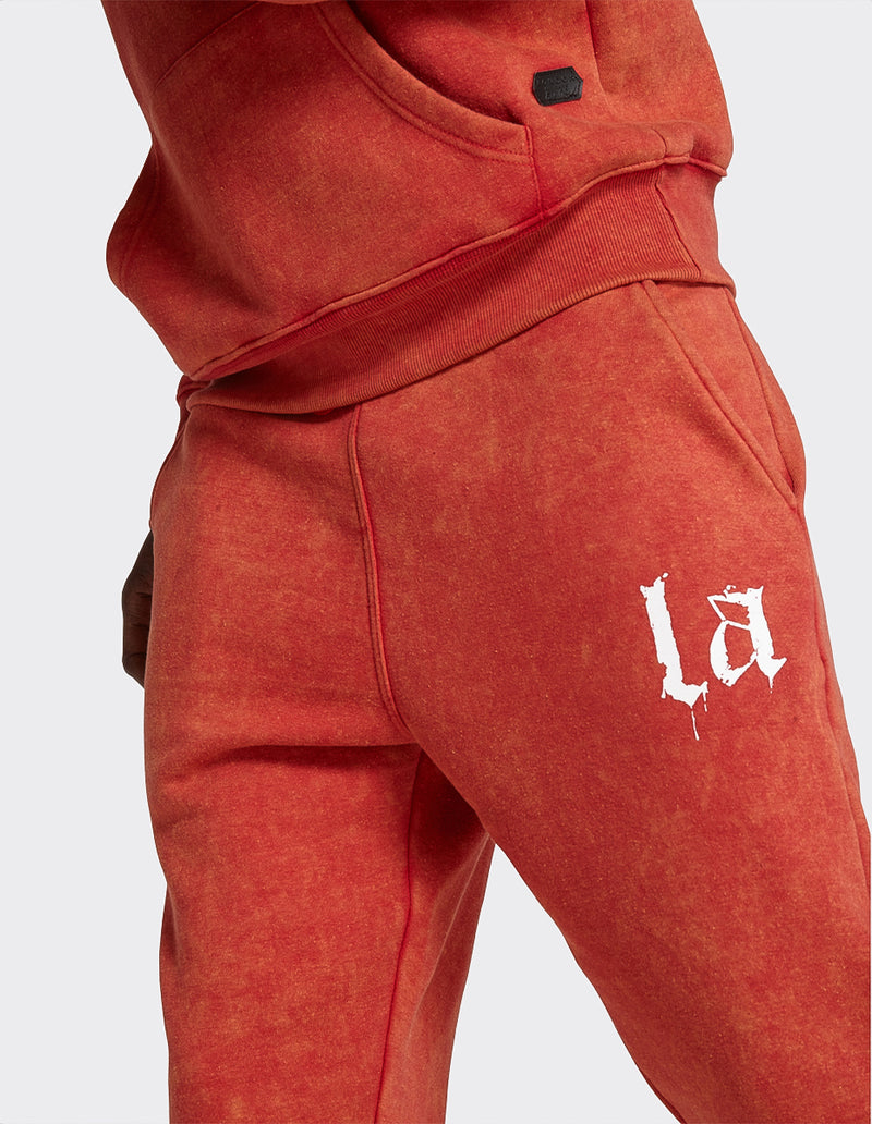 Red Acid Wash 'LA' printed joggers
