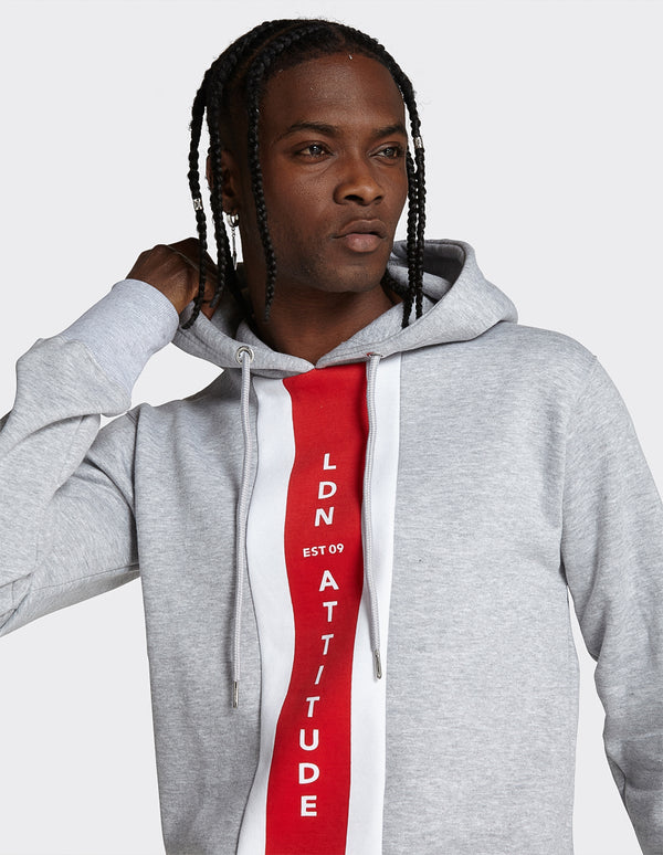 Grey OTH 'LDN ATTITUDE' print Cut & Sew hoodie
