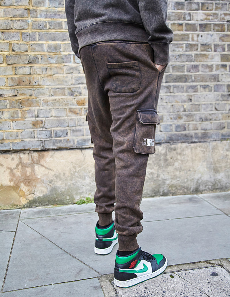 Acid Wash Limited Edition Utility Cargo Joggers with LDN ATD Print