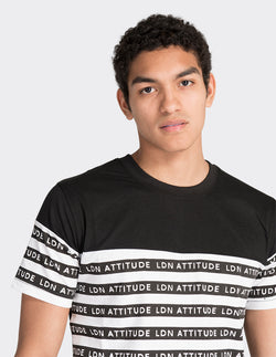 Black multistripe printed t-shirt