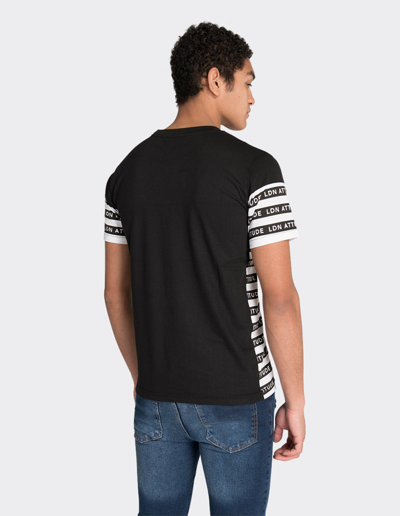 Black multistripe printed t-shirt