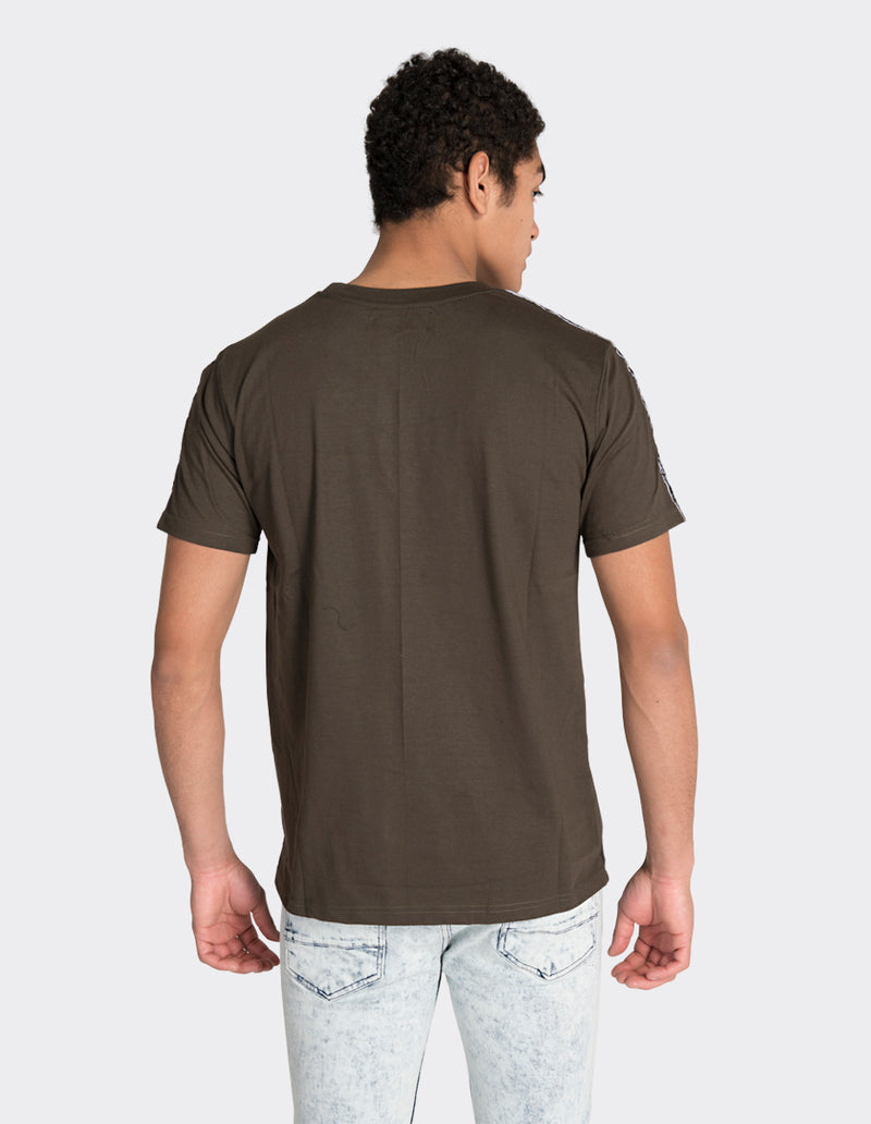 Khaki tape print t-shirt