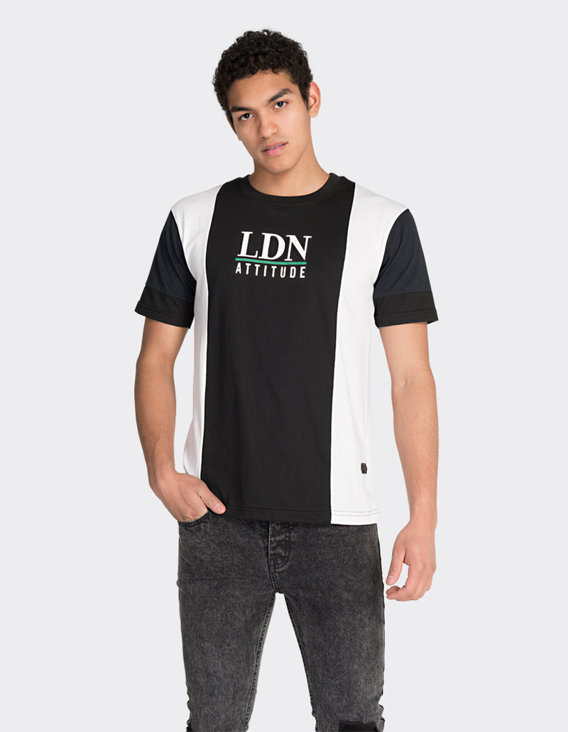 Black 'LDN' vertical blocked t-shirt